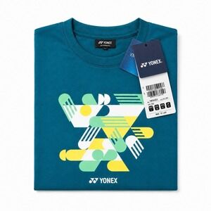 Yonex Autosemide T-Shirt Mens Med Blue Green Graphic Badminton Tennis YM0043EX